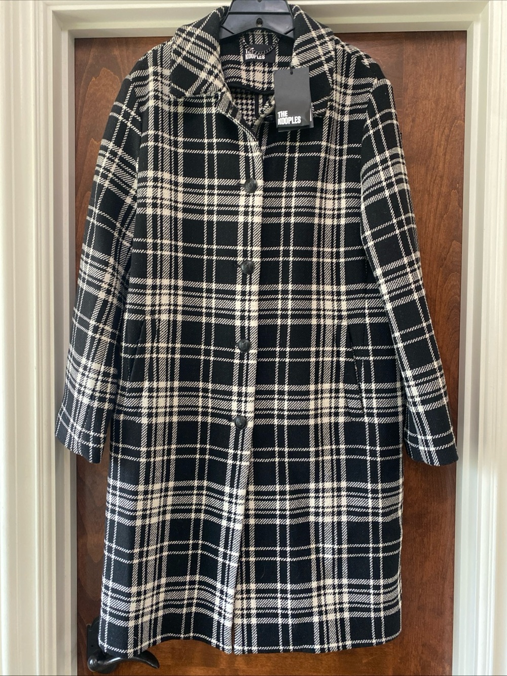The Kooples Womens Wool Blend Plaid Topcoat in Fr Sz 38 US 6 NWT